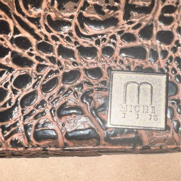 Miche Classic Shell Purse Cover Faux Leather Brown Reptile Print Buckle - Picture 2 of 6